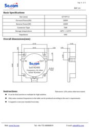 300 to 400MHz UHF RF Drop in Isolator