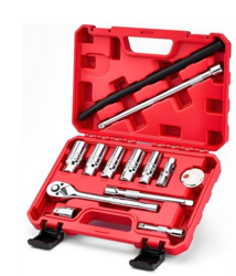 13pc 3/8" Spark Plug Socket Set with Installation Tube, 3/8" Drive Ratchet Wrench,3 Extension Bars(3",6",10")?Spark Plug Socket Sets, Gap Tool, U Joint,1/2" to 3/8" Adapter from SKANDA INTERNATIONAL FZ LLE
