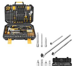 Home Tool Kit with Breaker Bar & Extension Bar Set - General Household Repair Hand Tools (Hammer, Pliers, Wrench) Includes Socket Adapters & Heavy Duty Leverage Bars for DIY Auto Repair & Maintenance from SKANDA INTERNATIONAL FZ LLE