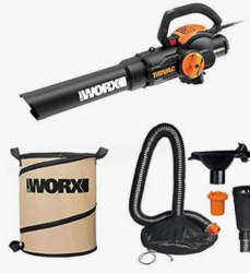 WORX WG512 Trivac 2.0 Electric 12-amp 3-in-1 Vacuum Blower/Mulcher/Vac with LeafPro Universal Leaf Collection System and Landscaping 26-Gallon Collapsible Yard Waste Bag/Leaf Bin from SKANDA INTERNATIONAL FZ LLE