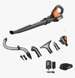 WORX WG545.1 20V Cordless Leaf Blower, Electric Blowers for Lawn Care with 120 MPH & 3.5 Lbs, Long Nozzle Design for Narrow Spaces with Cleaning Attachments, Battery & Charger Included from SKANDA INTERNATIONAL FZ LLE