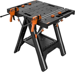 Worx Pegasus 2-in-1 Folding Work Table & Sawhorse, Easy Setup Portable Workbench, 31" W x 25" D x 32" H Lightweight Worktable with Heavy-Duty Load Capacity, WX051 - Includes 2 Clamps & 4 Clamp Dogs from SKANDA INTERNATIONAL FZ LLE