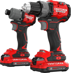 CRAFTSMAN 20V RP Cordless Drill Driver and Impact Driver, Brushless 2-Tool Power Tool Combo Kit, LED Work Light, Includes Battery and Charger (CMCK2530C2) from SKANDA INTERNATIONAL FZ LLE