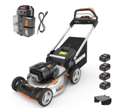 Worx Nitro 80V Cordless Lawn Mower, Electric Mower with Brushless Motor, 3-in-1 Self-Propelled Lawn Mower WG761-4 Batteries & Basecamp Charger Included from SKANDA INTERNATIONAL FZ LLE