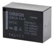 Omron PCB Mount Power Relay, 5V dc Coil, 15A Switching Current, SPST