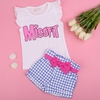 O-Neck Print T-shirt Tops and  Shorts Outfit Set